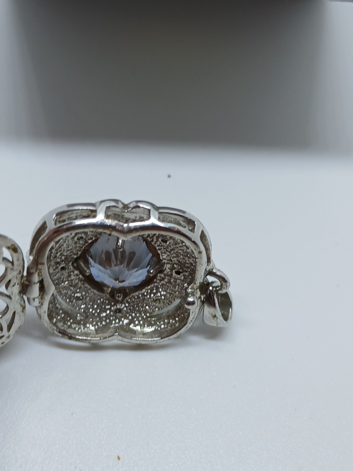 Sterling Silver & Very Light Blue Topaz Picture Pendant Stone