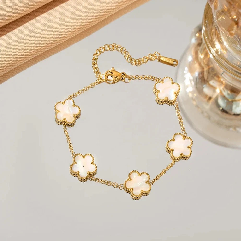 1 pc Adjustable Five Flower Stainless Steel Bracelet for Women