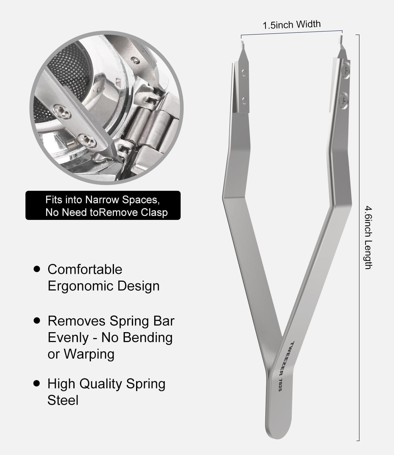 7825 Spring Bar Tweezer, Watch Spring Bar Plier Removal Tool for Watchmaker