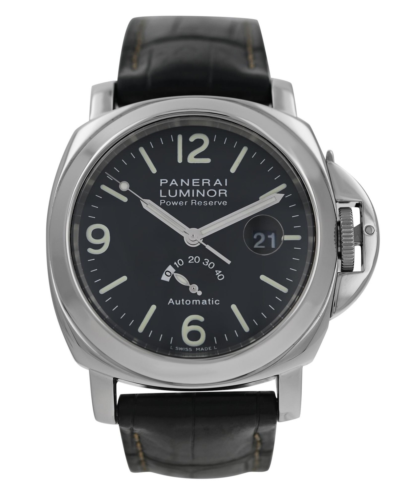 Panerai Luminor Power Reserve PAM00027 Black Dial Date Steel 44MM Mens Automatic