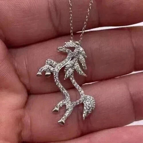 0.40Ct Round Cut Real Moissanite Horse Shape Charm Pendant 14K White Gold Plated