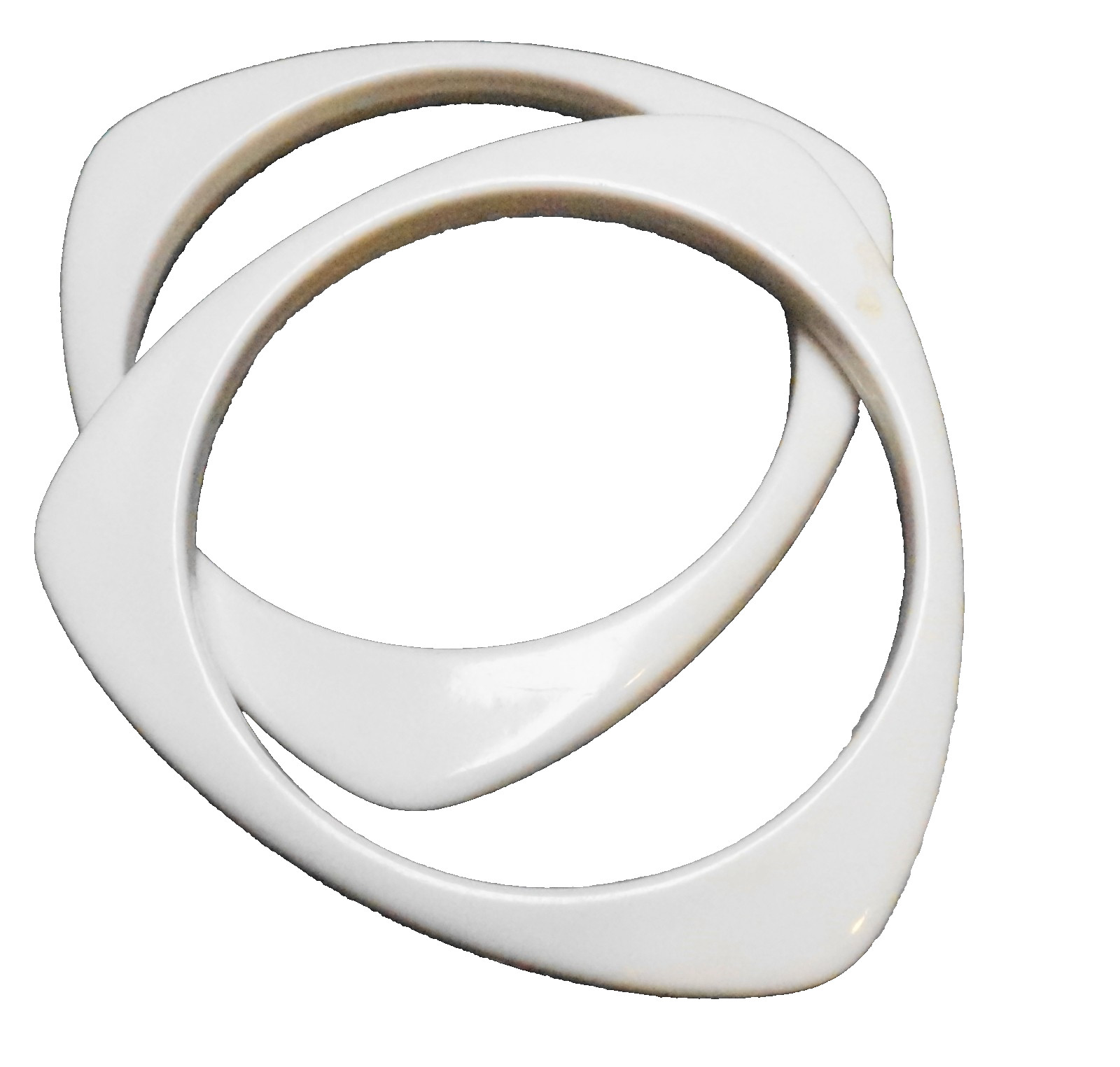 White Acrylic Lucite Triangle Bangles Bracelets Pair