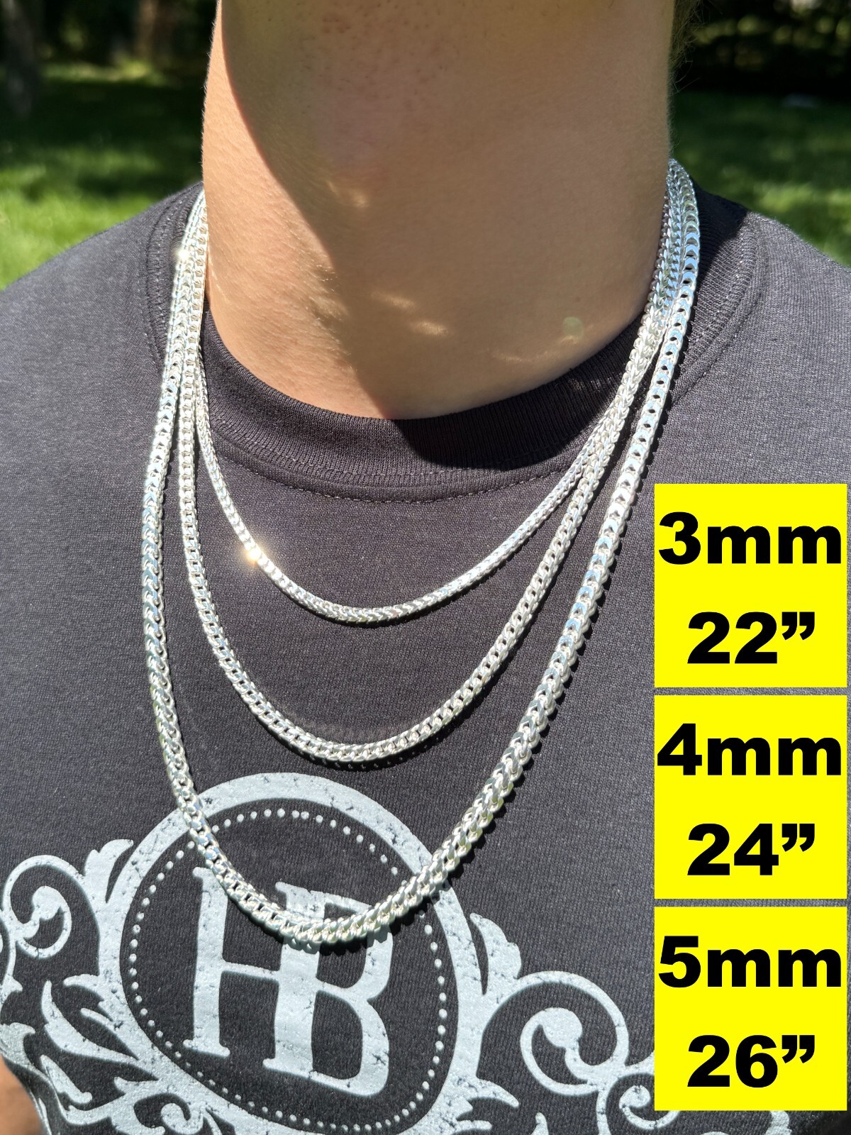 Real Solid 925 Sterling Silver Franco Chain 2-5mm Box Necklace Men Ladies 18-30″