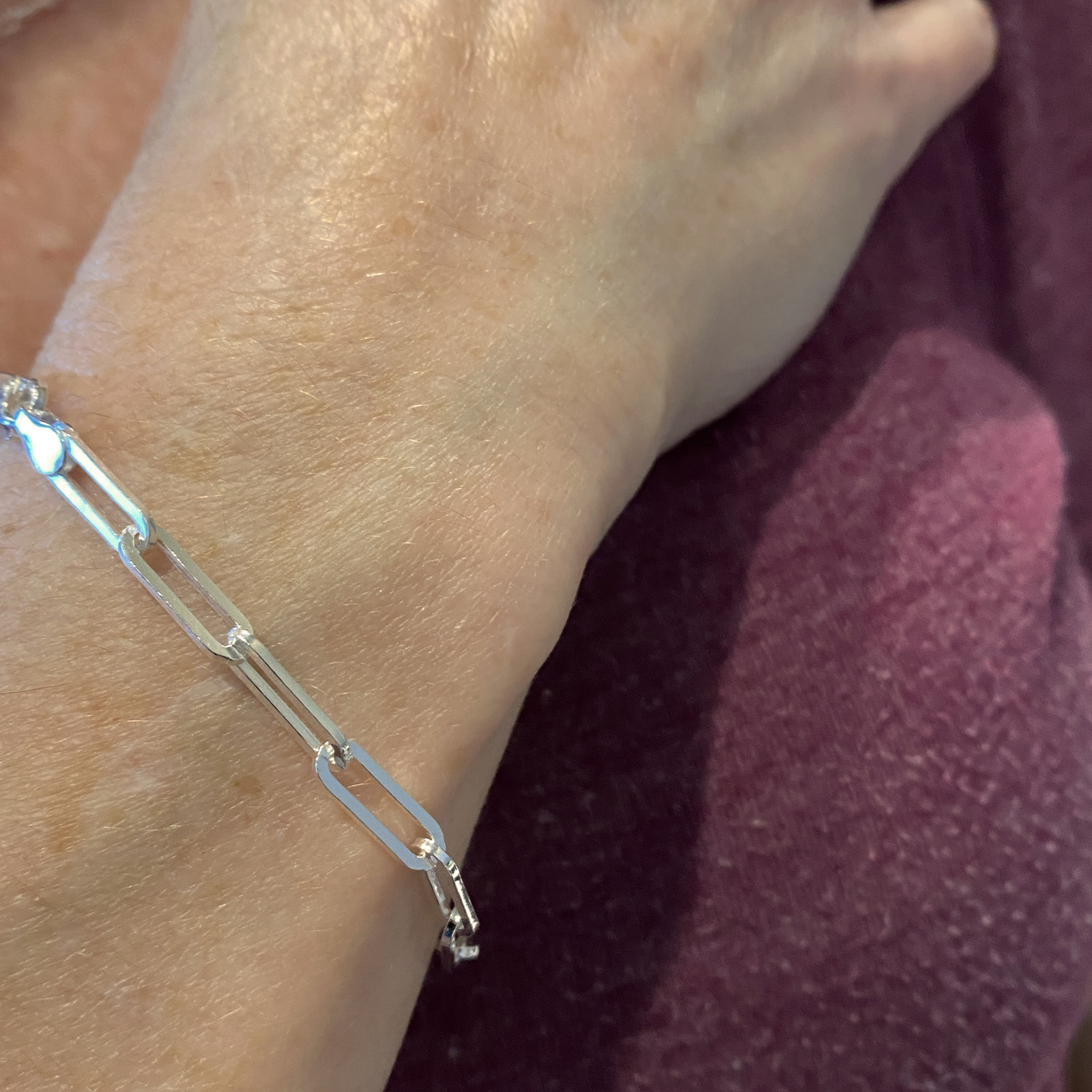 Real 925 Silver Paper Clip Rolo Paperclip Chain Bracelet Italy 4MM 6.5-7.5″ inch