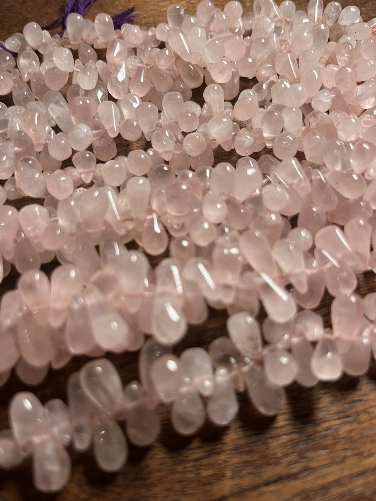 10-15mm Old Stock Natural Rose Quartz Briolette Gemstone Beads 14in Strand