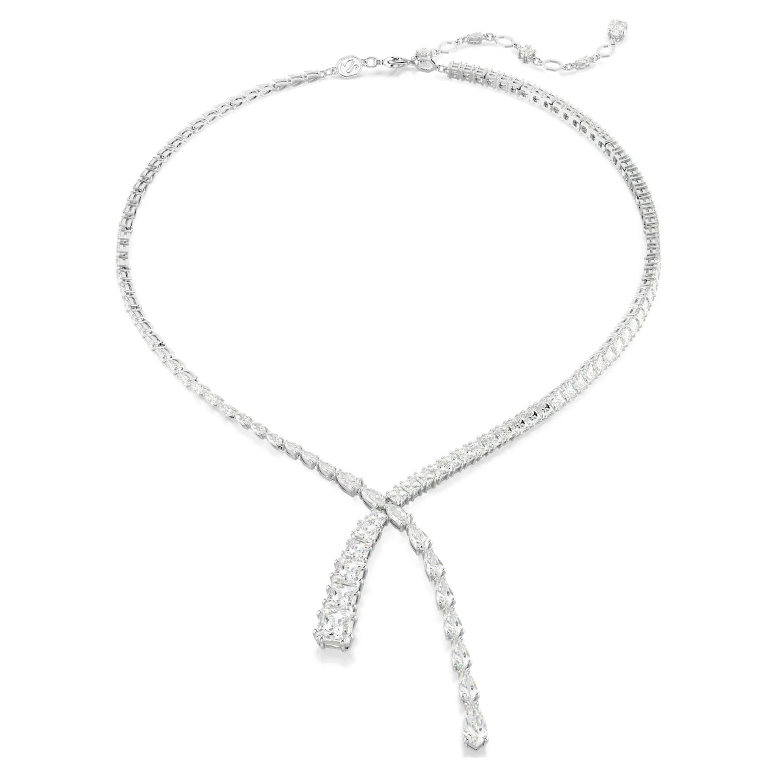Swarovski Matrix Y Necklace, Mixed Cuts, White, Rhodium Plated 5692533