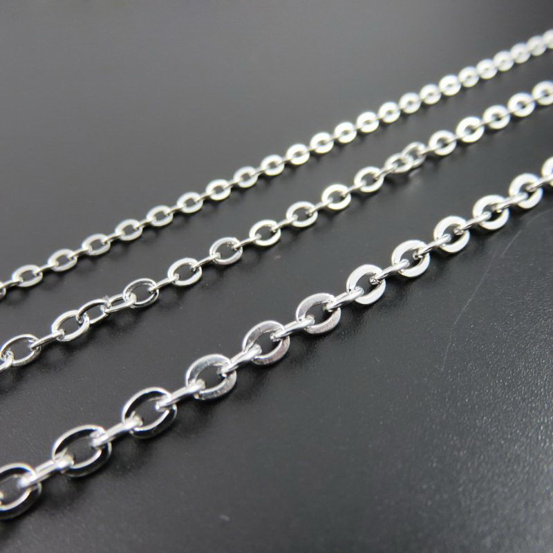 1.5-3.2mm 16″-32″ Wholesale In Bulk Stainless Steel Silver Oval Chain Necklace