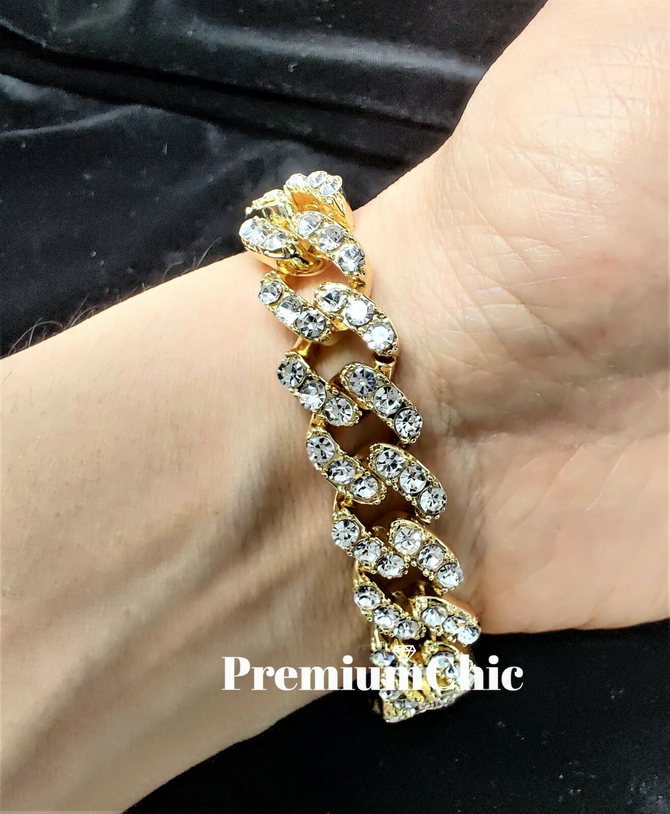 Mens Miami Cuban Link Chain or Bracelet ICED CZ Gold Plated Hip Hop CZ Jewelry