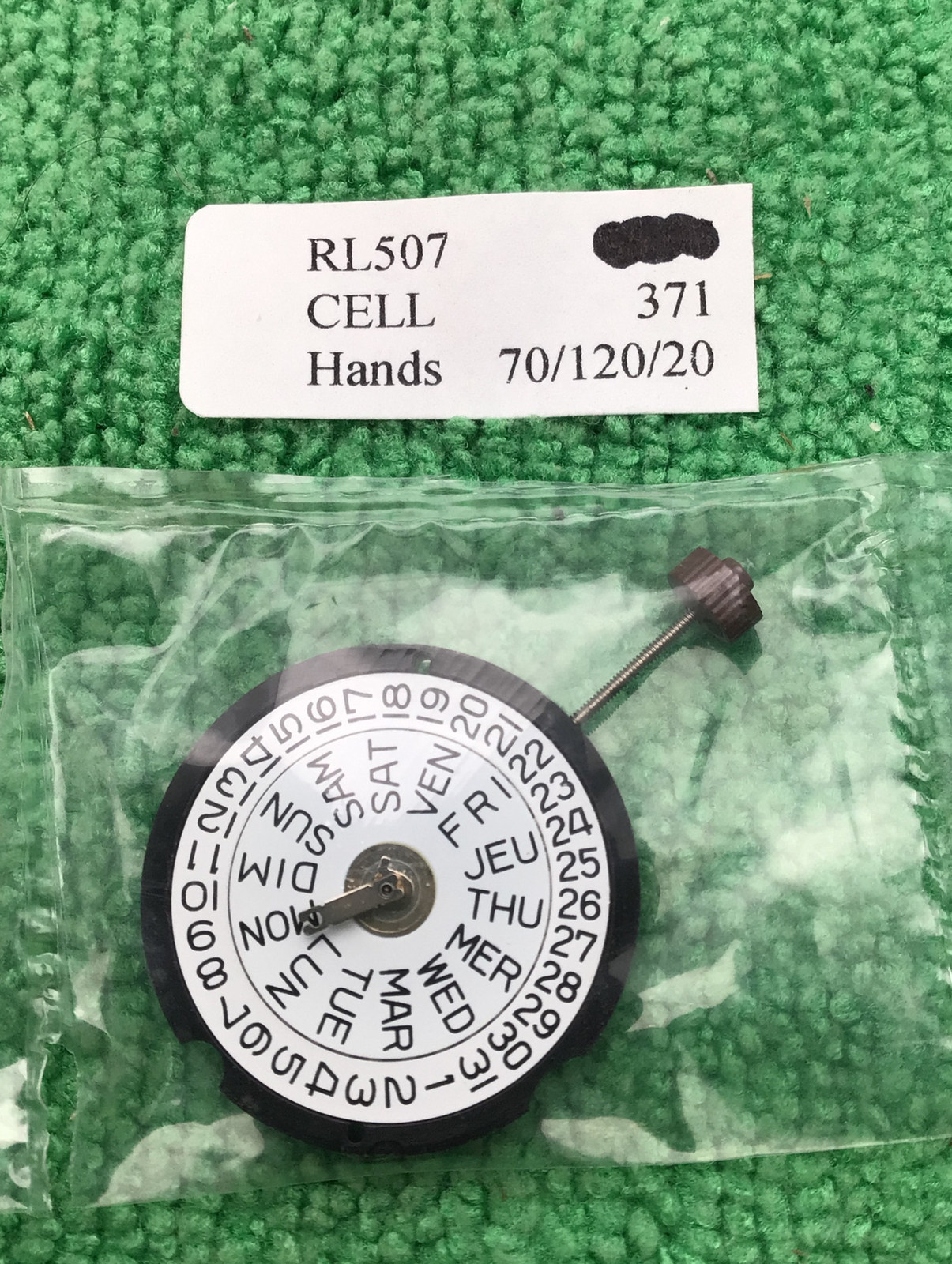 RONDA RL 507 QUARTZ WATCH MOVEMENT, 3 Hand, Day/Date At 3, NOS