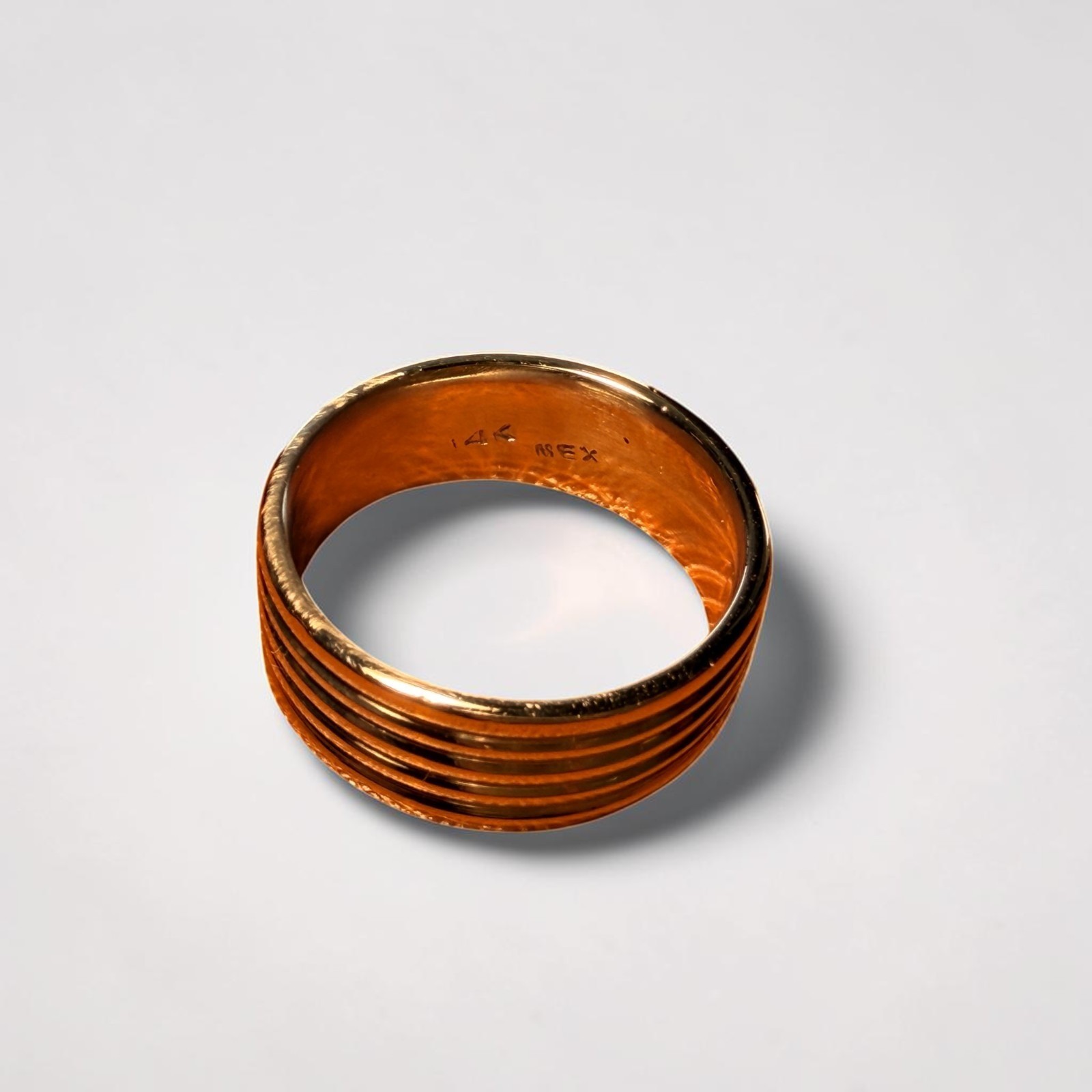Substantial 14K Solid Gold Contemporary Grooved Band