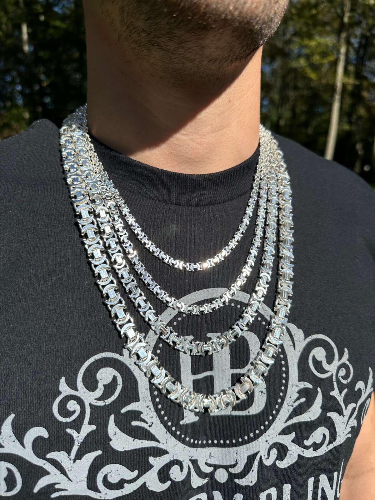Real Solid 925 Sterling Silver Flat Byzantine Chain Mens Necklace Or Bracelet
