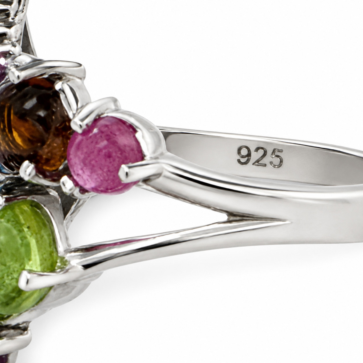 Multi-Gemstone Tourmaline Cluster Ring (6) Multicolor Oblong Colorful Style NEW!