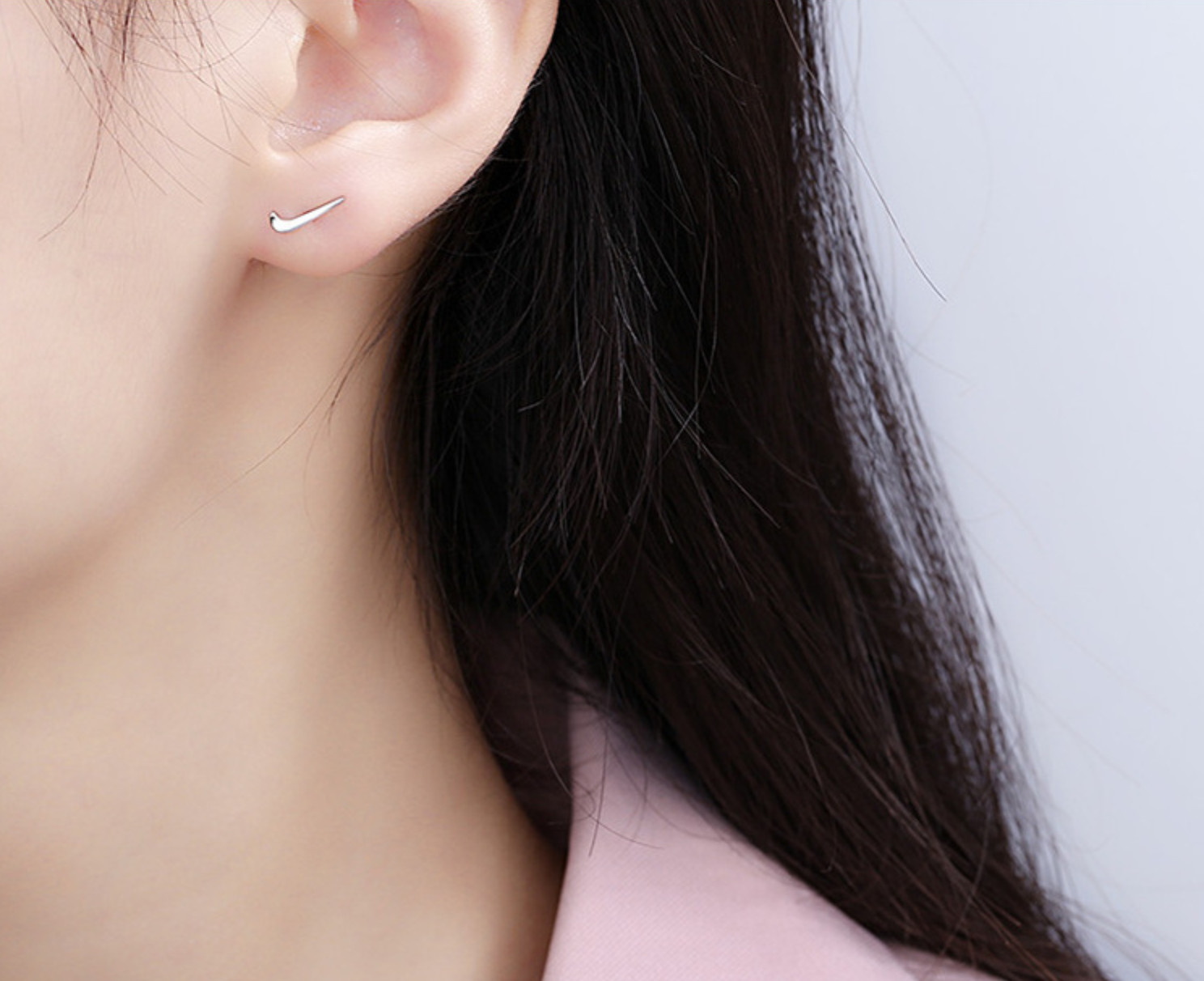 Unisex Punk Silver/Gold/Black Black Hook Nike Right Marked Stud Earrings