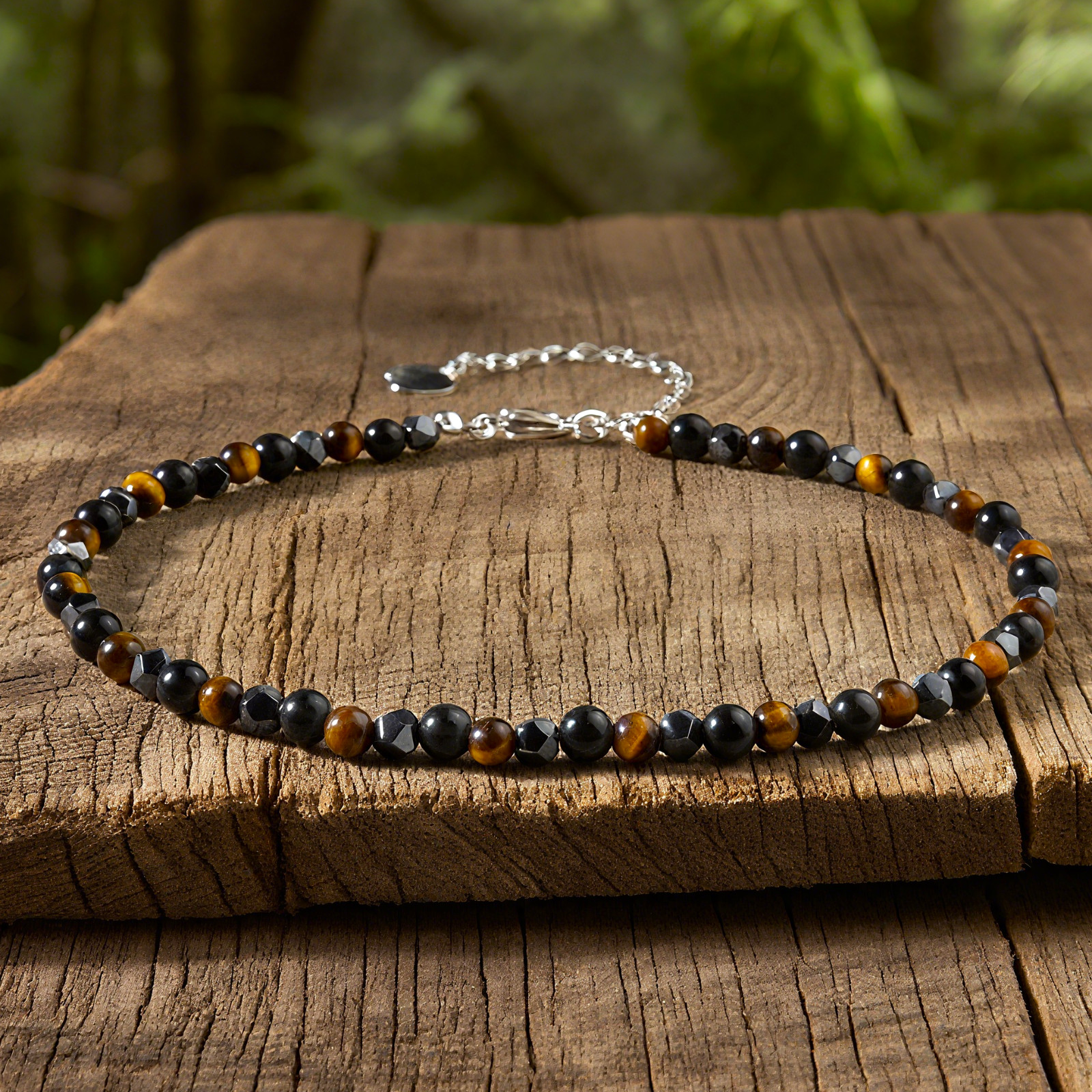 Triple Protection Bracelet Anklet Hematite Tiger Eye Obsidian Bead Women Anklet