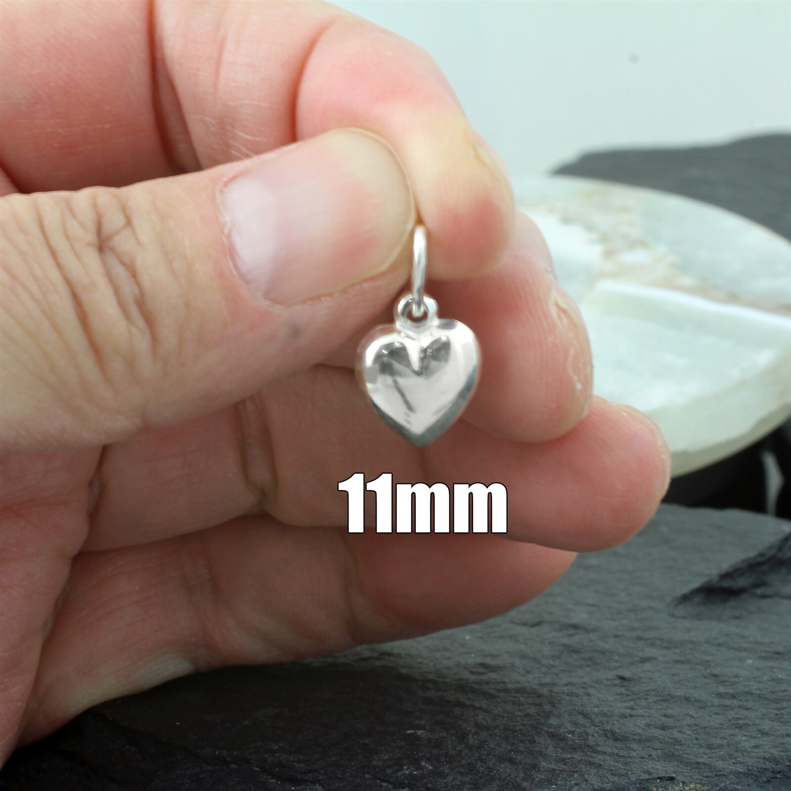 Guaranteed Genuine 925 Sterling Silver Polished Puffed Heart Charm Italy