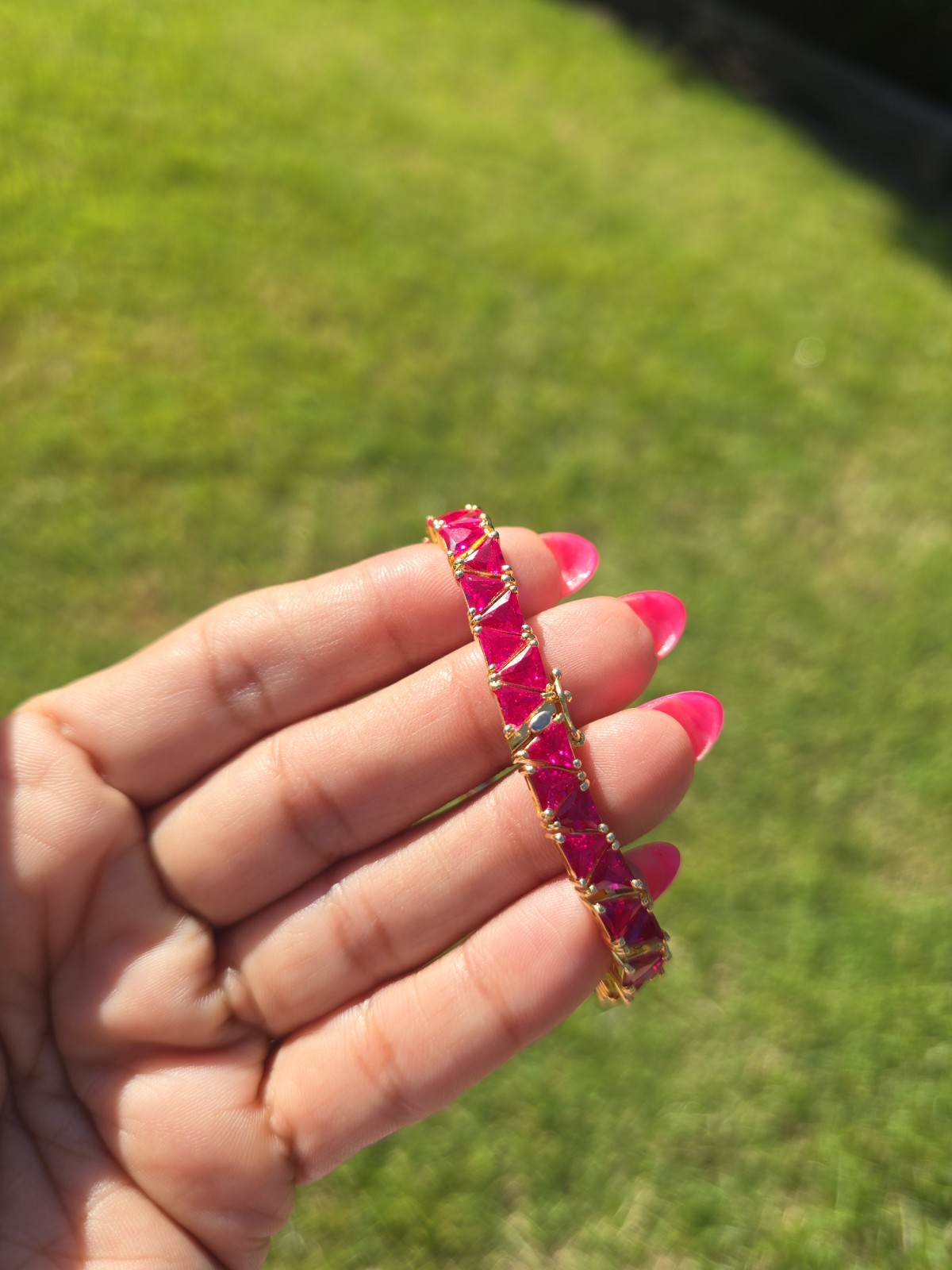 Lab Created PInk Ruby Tennis Bracelet