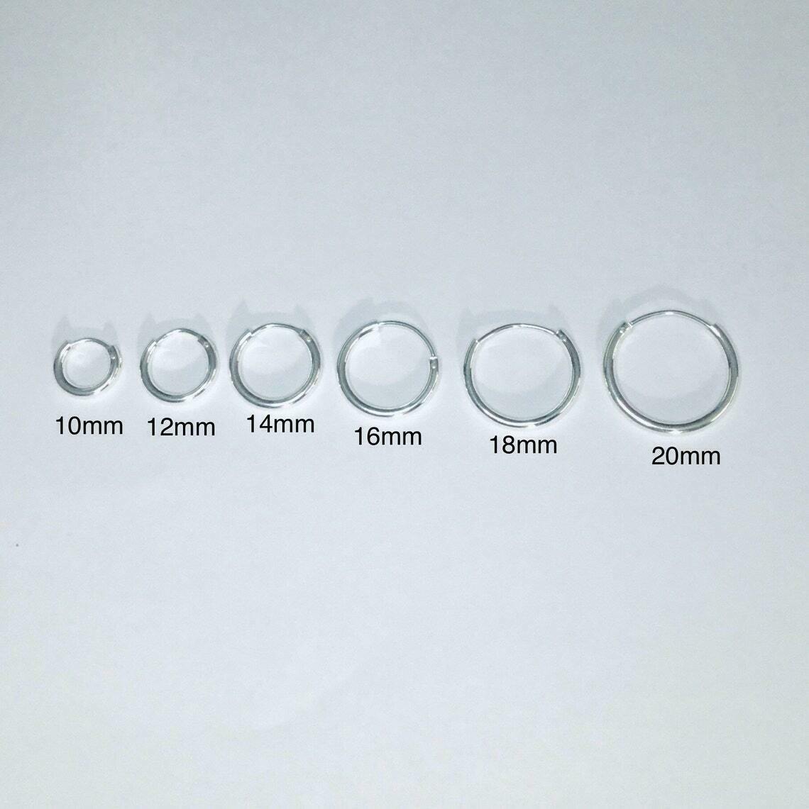 Men & Women 925 Solid Sterling Silver Endless Hoop Earrings Sizes 10MM – 75mm