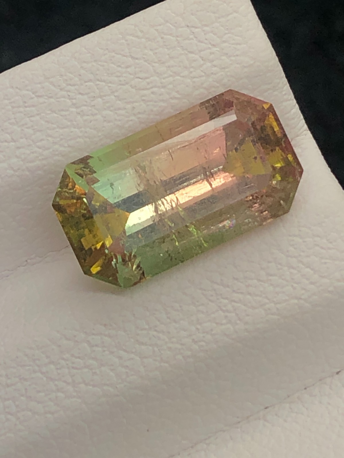 5.65 Ct Natural Bi-Color Tourmaline Emerald Cut Slightly Included Afghanistan
