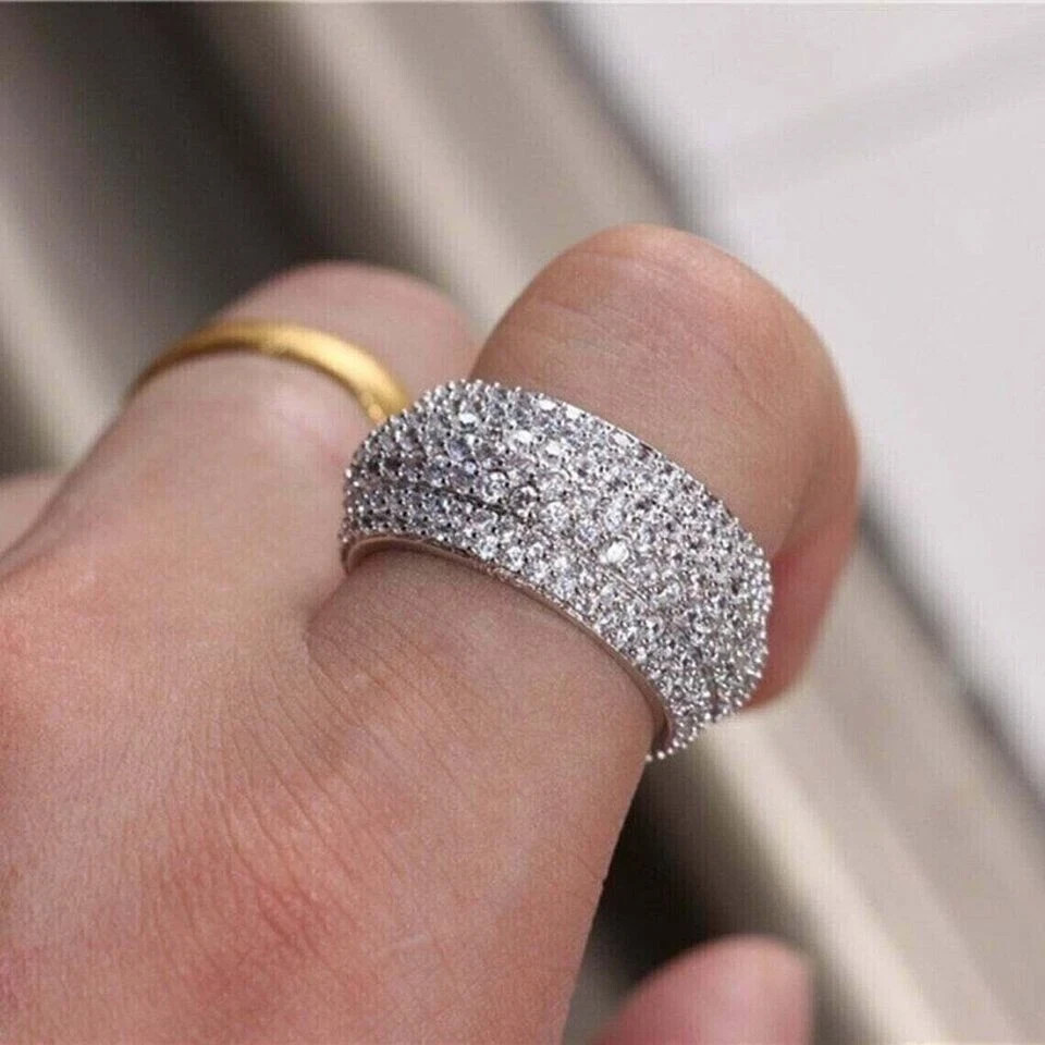4.00Ct Round Cut Natural Diamond Eternity Engagement Band 14K Real White Gold 7