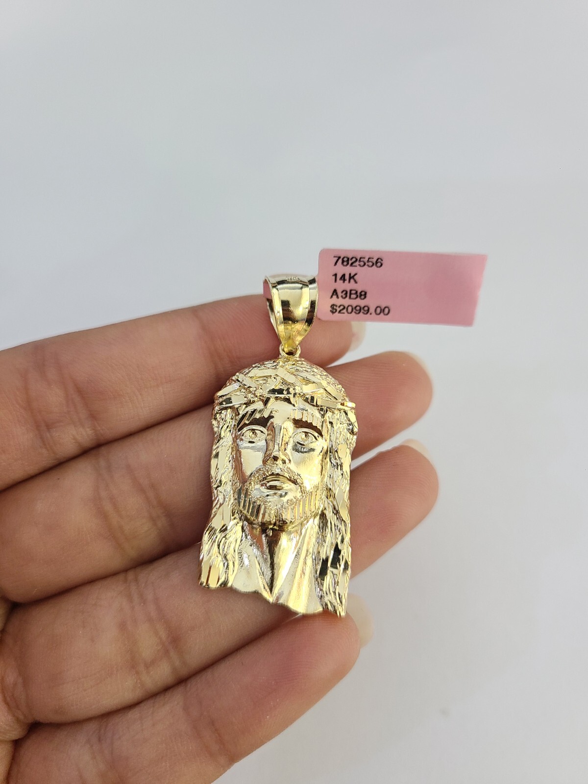 14k Jesus Head Charm Pendant REAL 14Kt Religious Yellow Gold Genuine