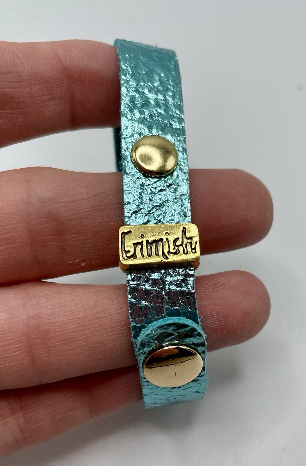 Erimish Metallic Blue Snap Cuff Bracelet 6.5- 7.75 in Signed No Stone