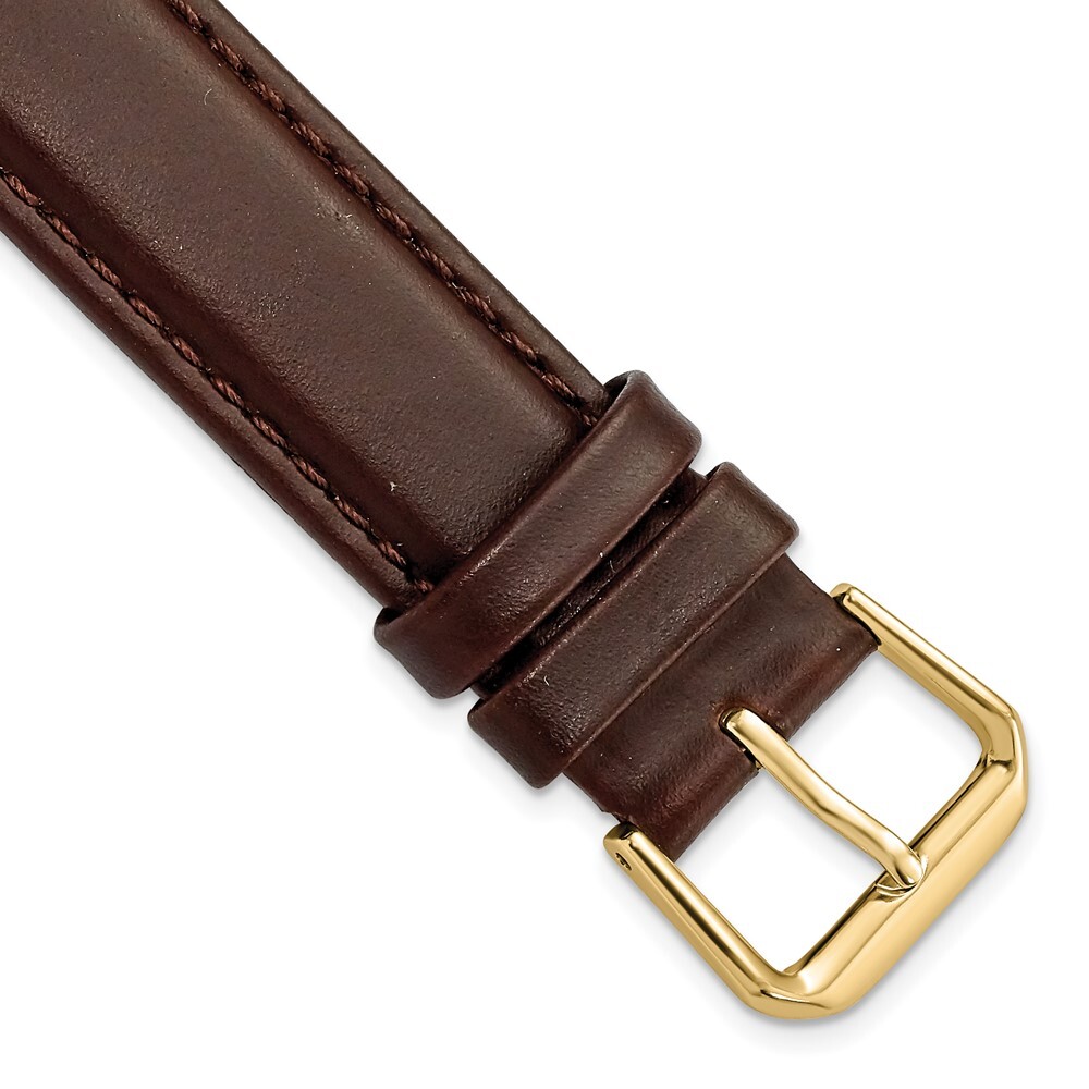17mm 7.5″ Brown Italian Leather Gold-tone Buckle Watch Band