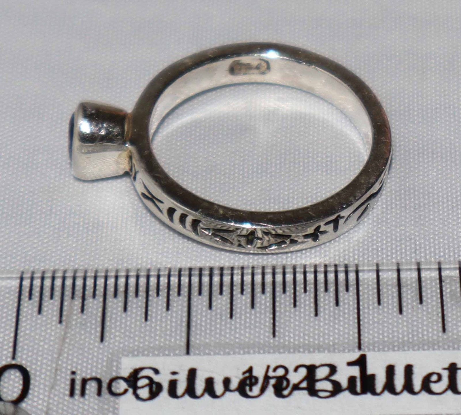 Silpada Sterling Silver Amethyst Etched Band Stack Ring R0455 Size 7
