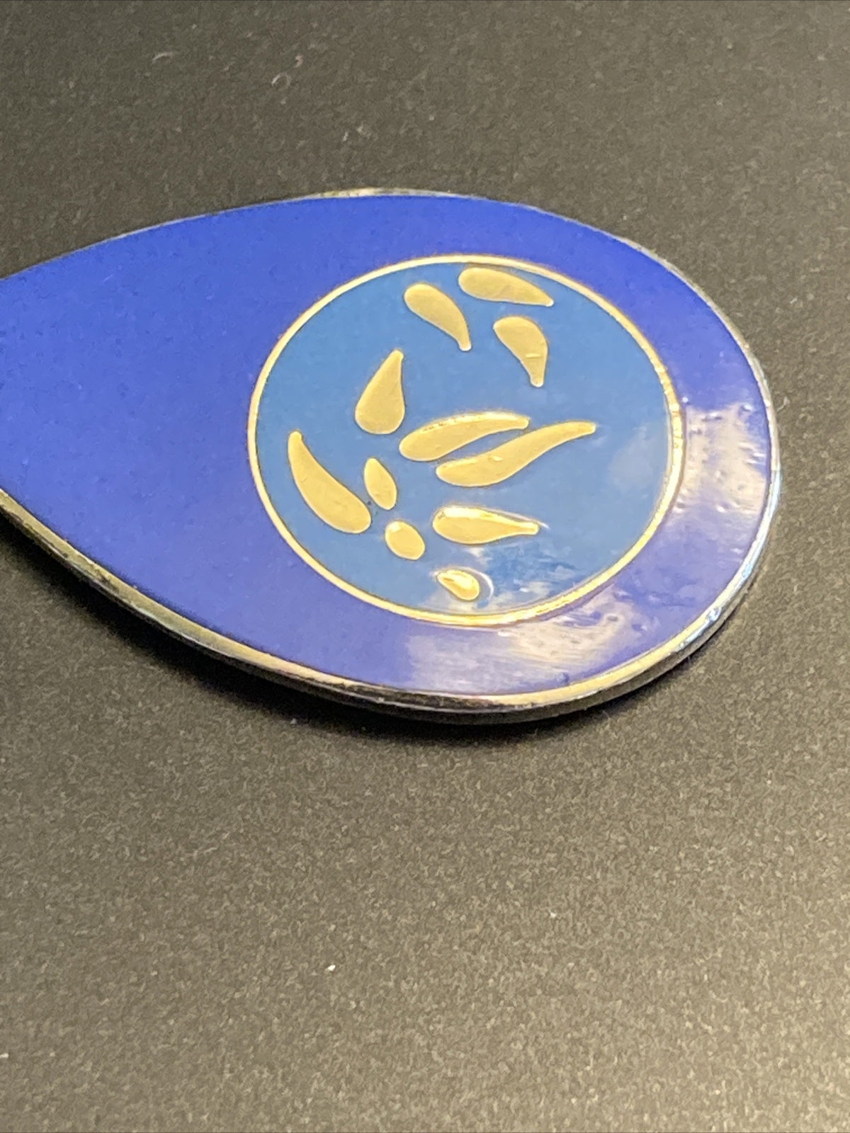 Laurel Burch Two Tone Blue Gold Bamboo Leaves Pierced Dangle Earrings