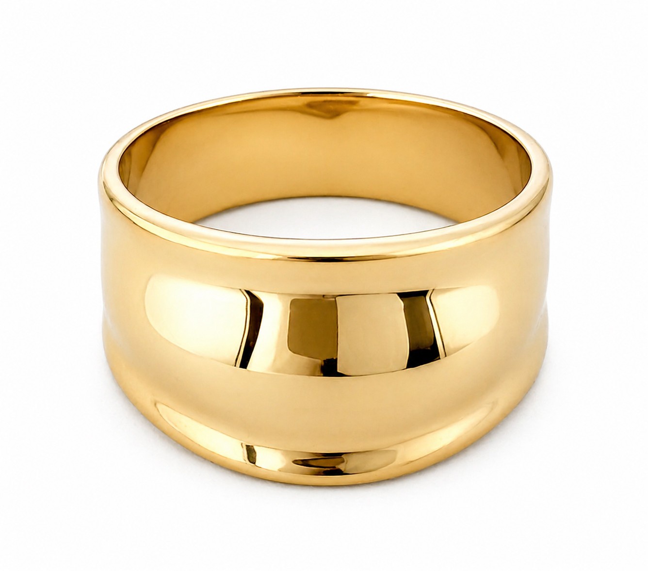 Solid 18K Yellow Gold Cigar Ring, Gold Dome Ring 13mm Sizes 5 – 12