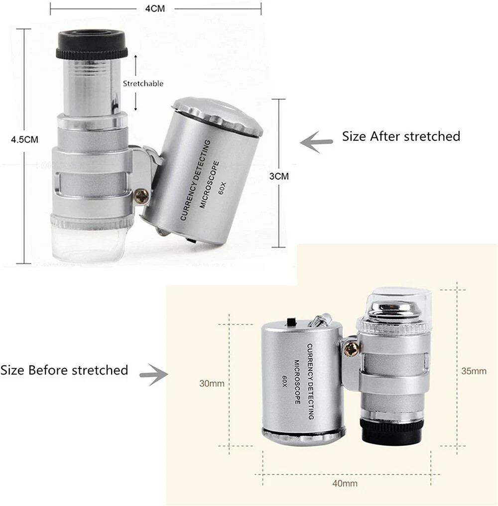 60X Magnifying Loupe Jewelry Jewelers Pocket Magnifier Loop Eye Glass Led Light