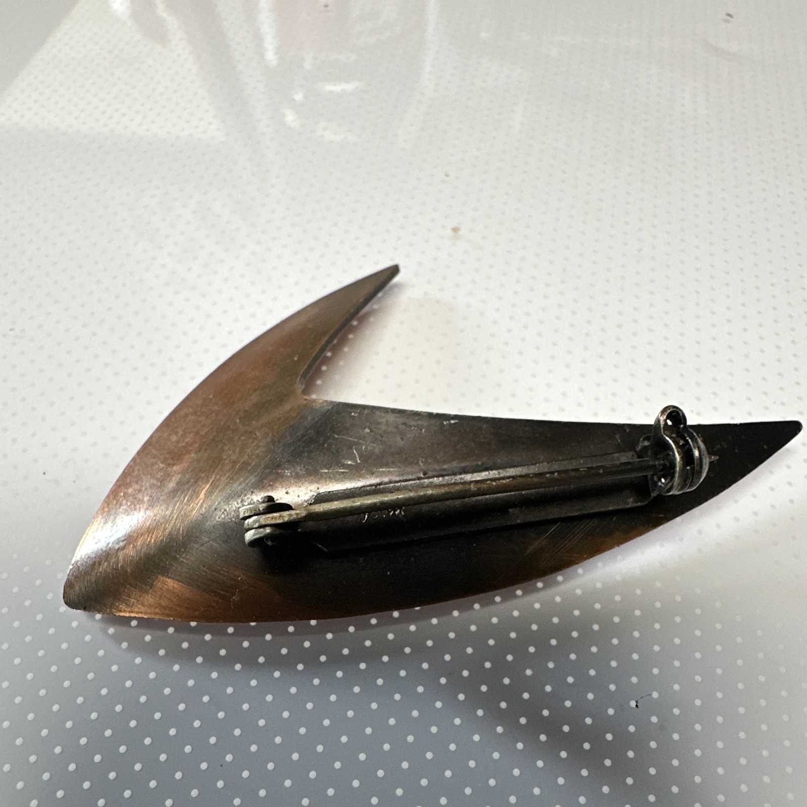 Kim Signed Abstract Asymmetrical Copper Tone Boomerang Brooch Pin Pat 2383012