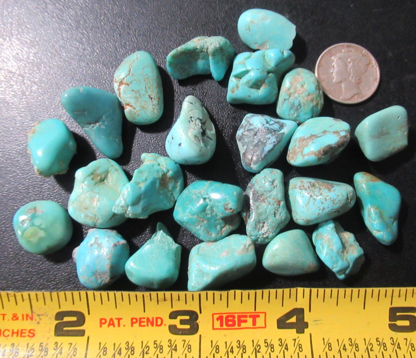 KINGMAN TURQUOISE 44g TUMBLED MEDIUM STONES 14mm X 12mm TO 21mm X 15mm #900