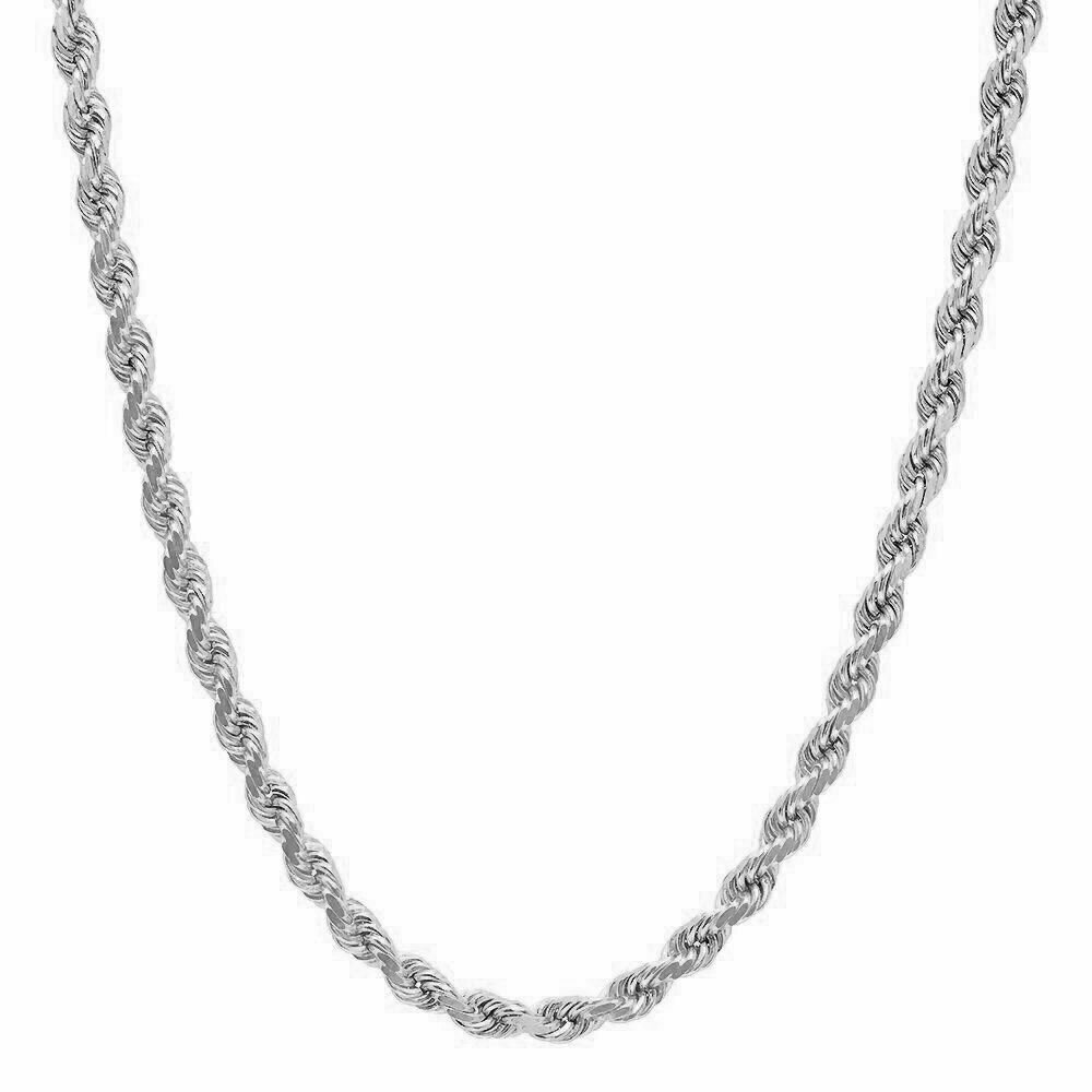 Solid 925 Sterling Silver Italian Rope Chain Mens Necklace 3.5mm – Diamond Cut