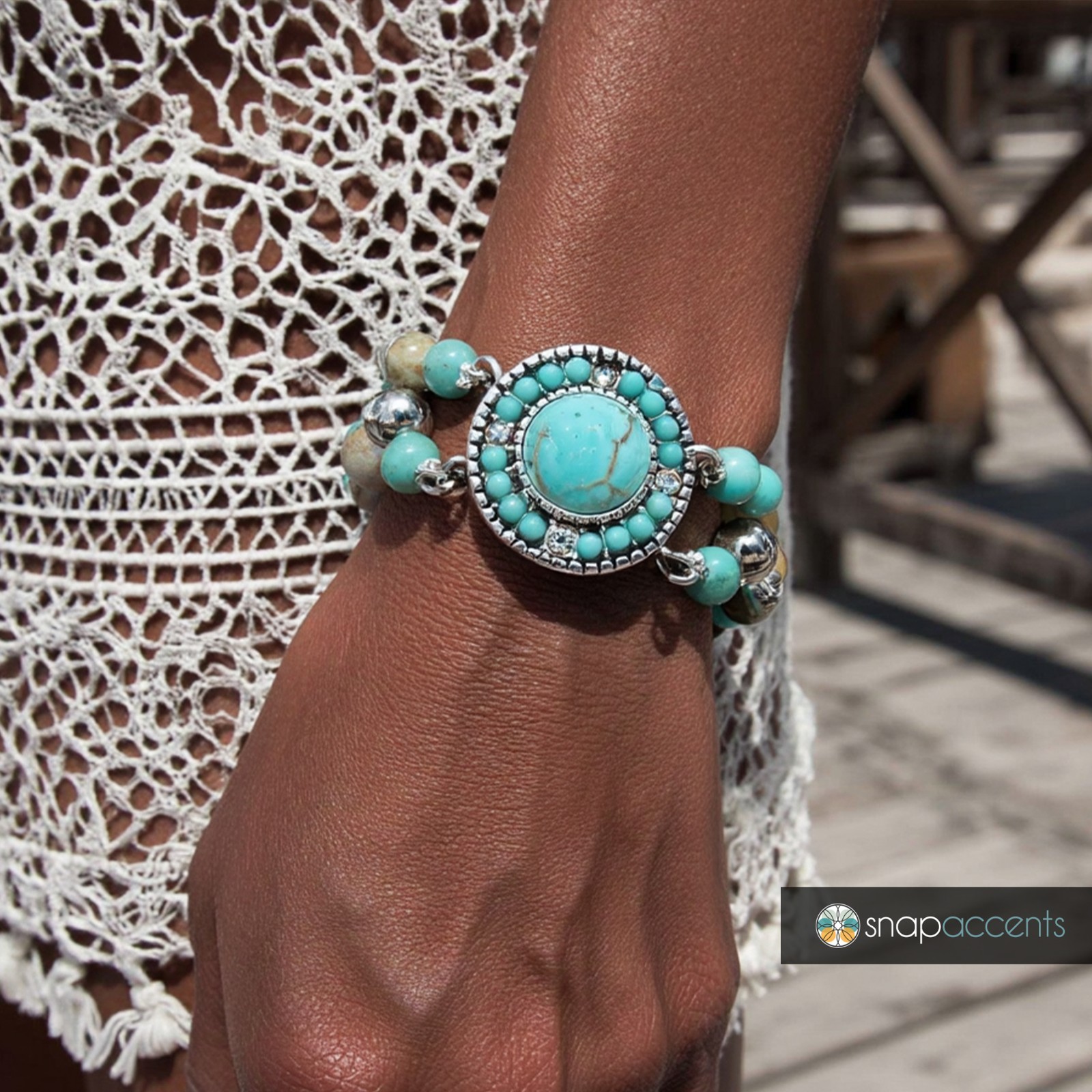 Leather Snap Jewelry 8.5 in Ginger Charm Bracelet Fits 18-20MM Custom Buttons