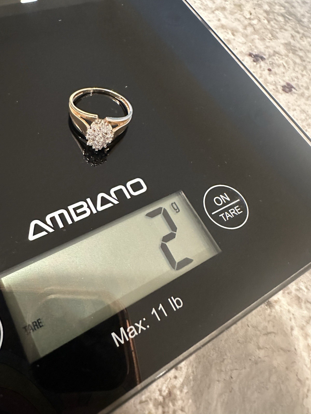 10K Yellow Gold Diamond ClusterCocktail Ring Marquise Style 2grams