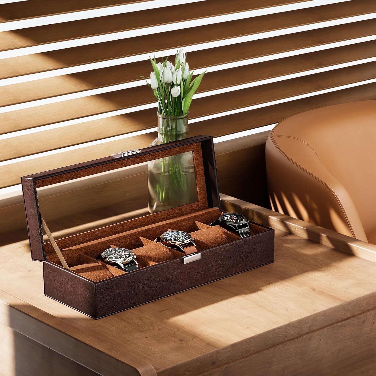 Multi-Functional 6-Slot Watch Display Case – Birthday and Anniversary Gift