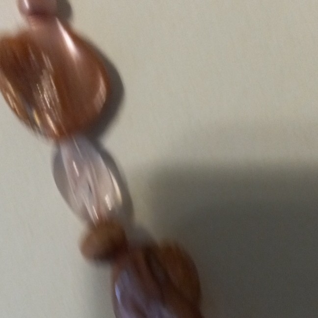 Pink Brown Glass Oval Beaded Necklace Cable Chain, Adjustable Extender Lobster