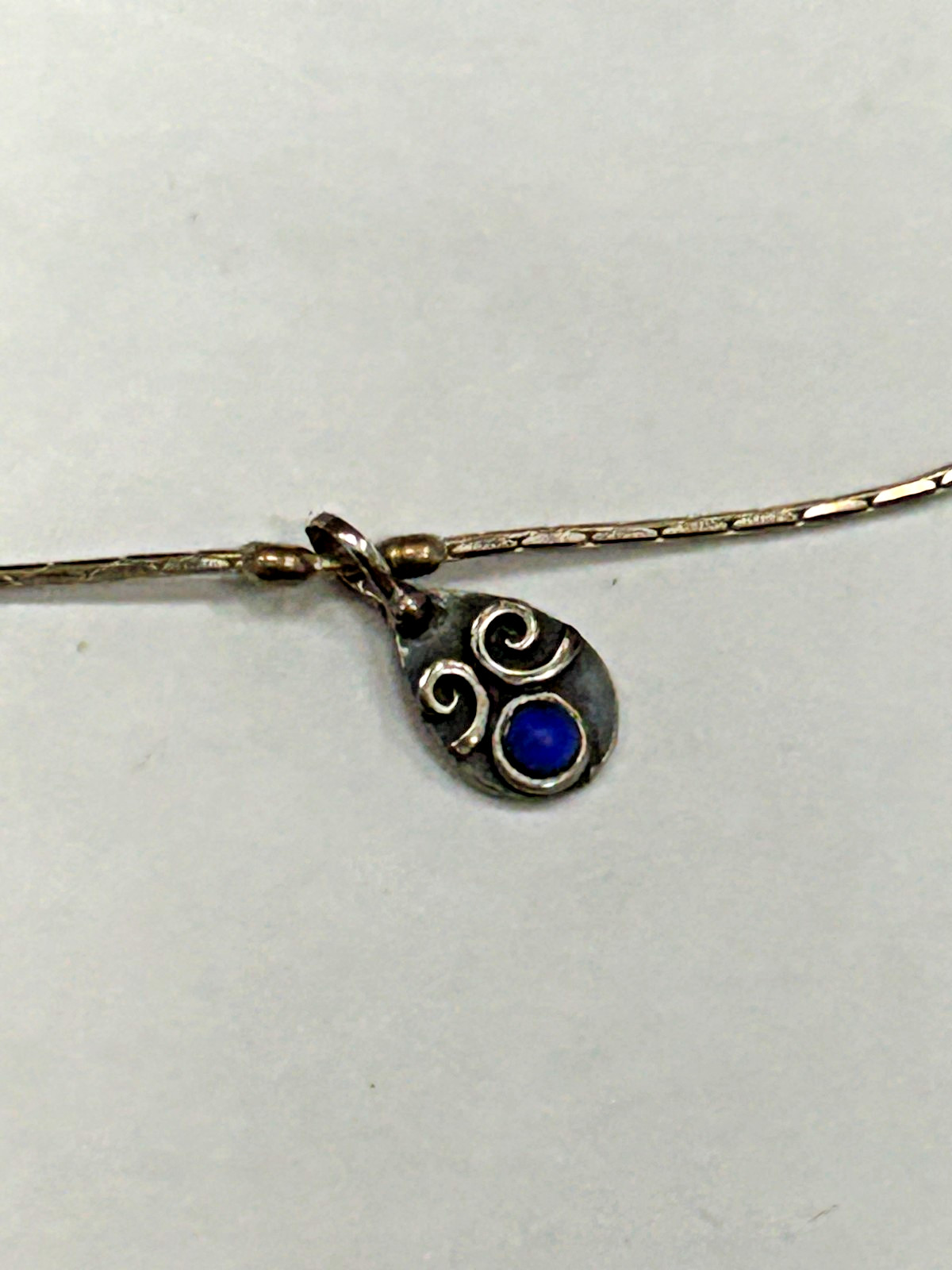 Signed RL 95 Sterling silver Blue Lapis Gemstone Anklet 11 Inches Ralph Lauren