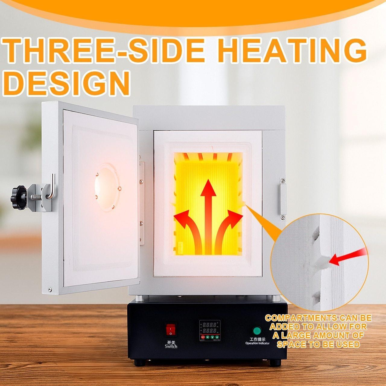 TOOLTOS Dual-Layer Burnout Furnace for Jewelry Casting with Observation Window