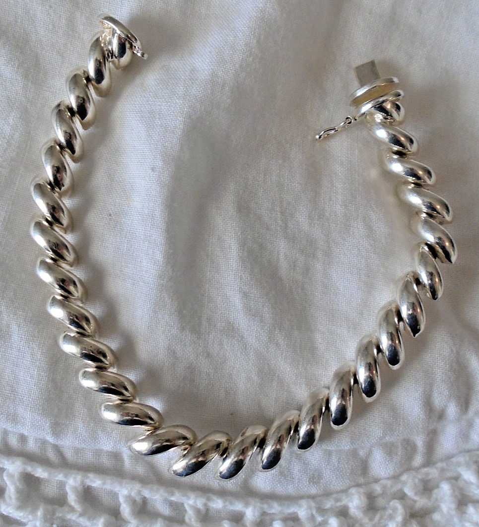Sterling Silver 925 Italy 7″ San Marco Macaroni Bracelet 16 Grams