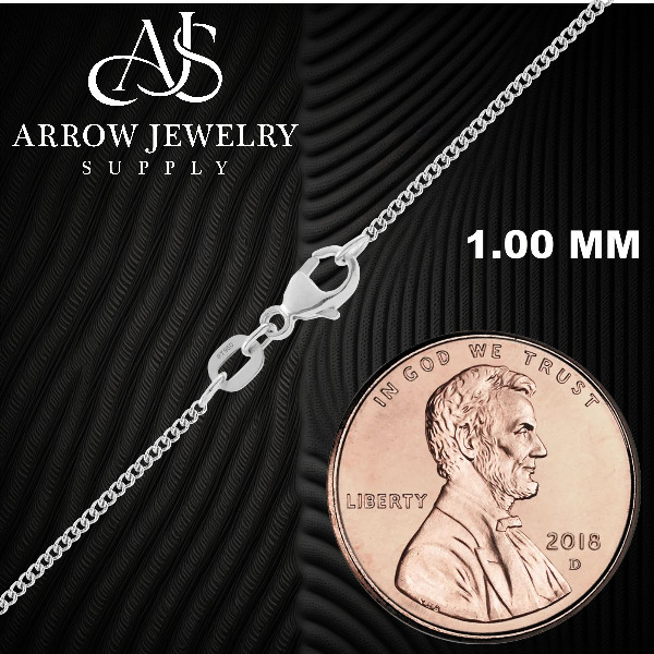 950 Platinum Curb Link Chain Necklace 1.0mm, 1.80mm, 2.70mm Widths