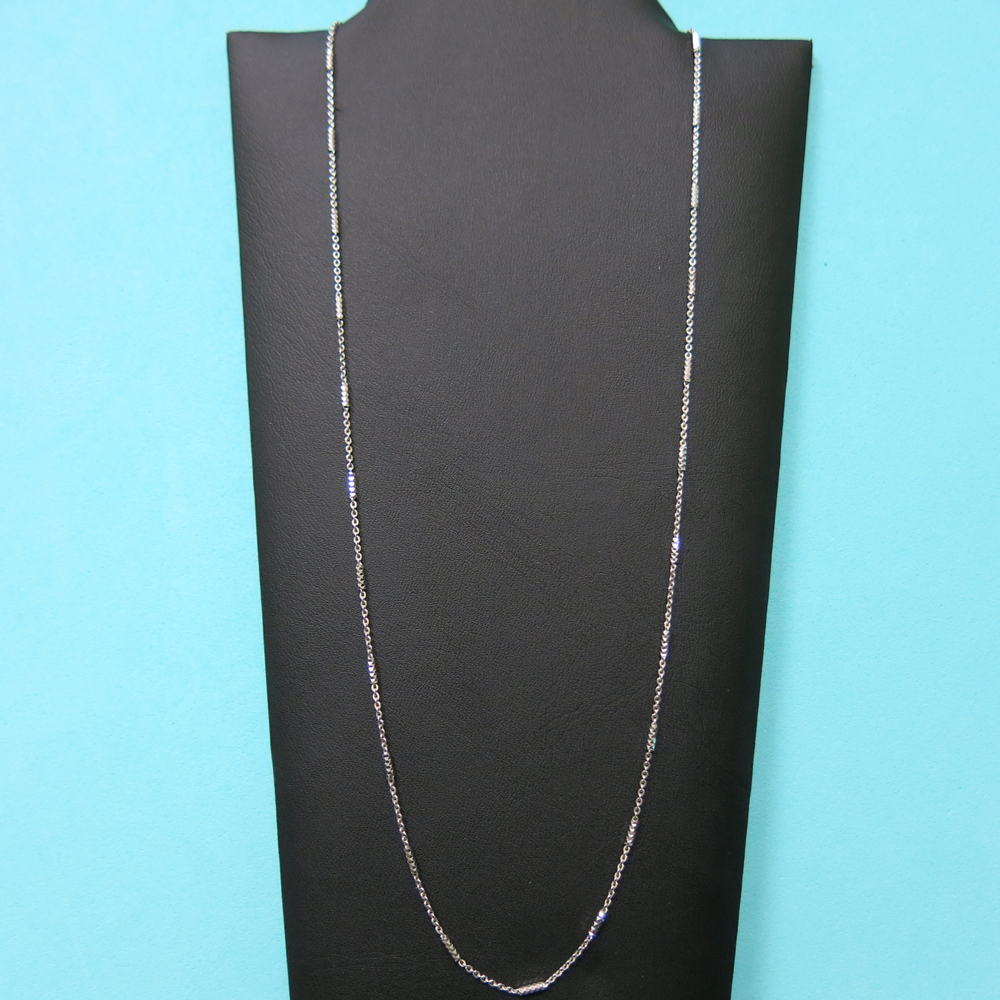 925 Sterling Silver Rhodium Finish Diamond Cut Tube Brite Chain Necklace Italy