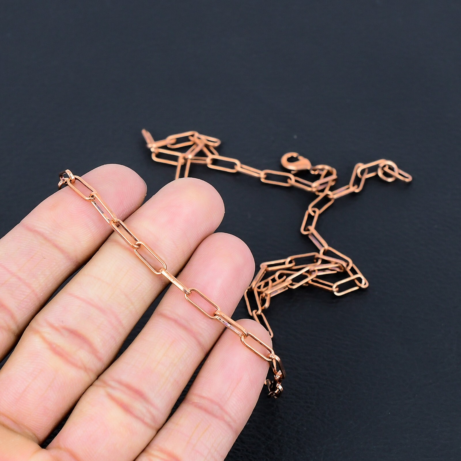 100% Oxidized Pure Copper Chain Designer Link Lobster Necklace Jewelry RJ-04