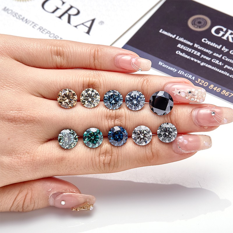 Excellent D Color VVS1 Round Cut Moissanite Loose Gemstones with GRA Certificate