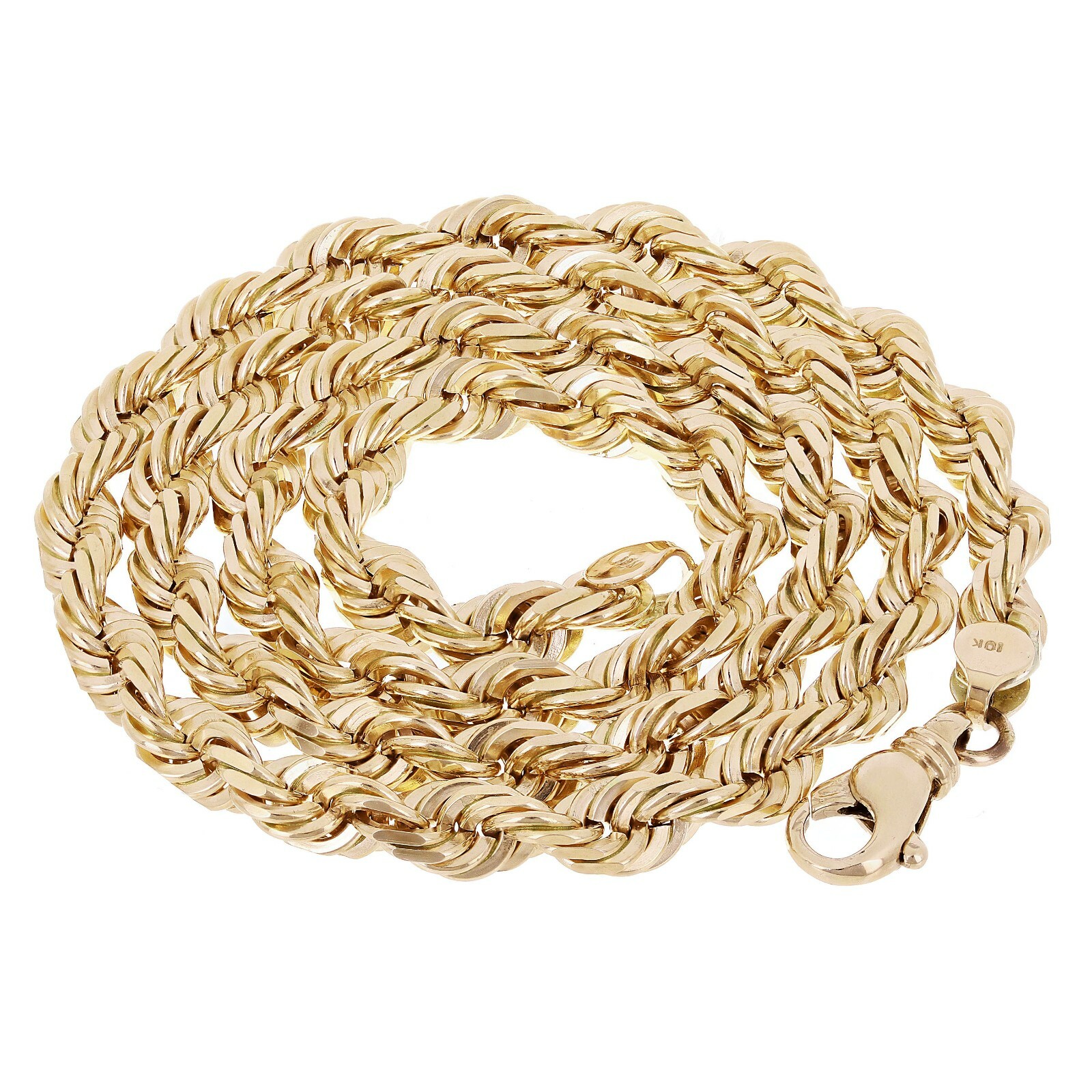 Men’s Solid 10k Yellow Gold Diamond Cut Rope Chain Necklace 22″ 7mm 79.2 grams