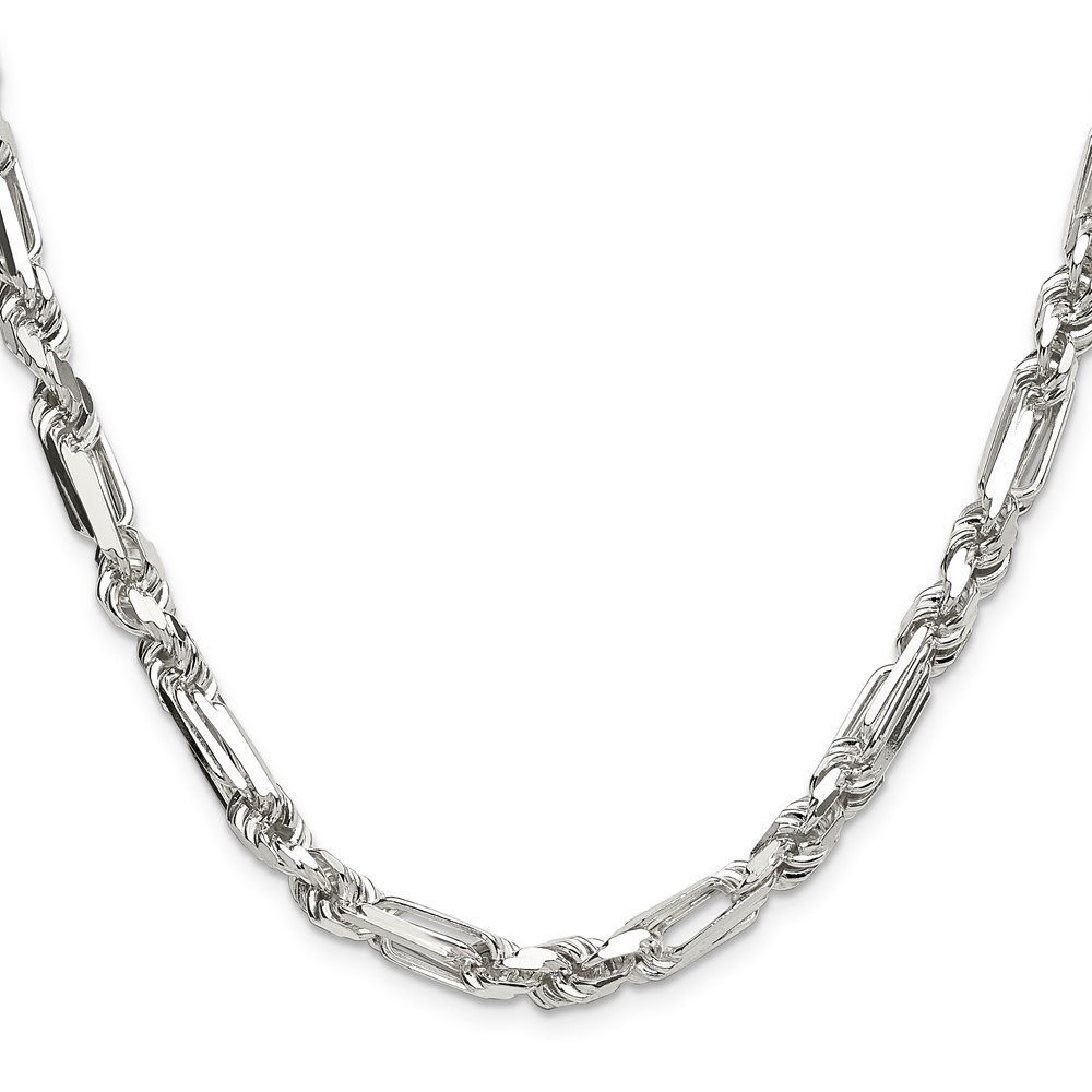 Sterling Silver 6mm Diamond-Cut Figarope Chain Necklace