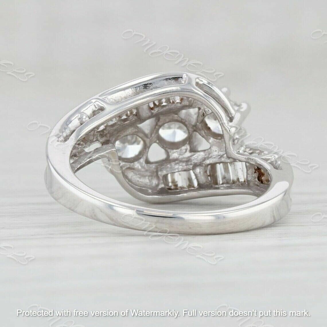 2Ct Lab-Created Diamond Solitaire With Accents Engagement Ring 14K White Gold Fn