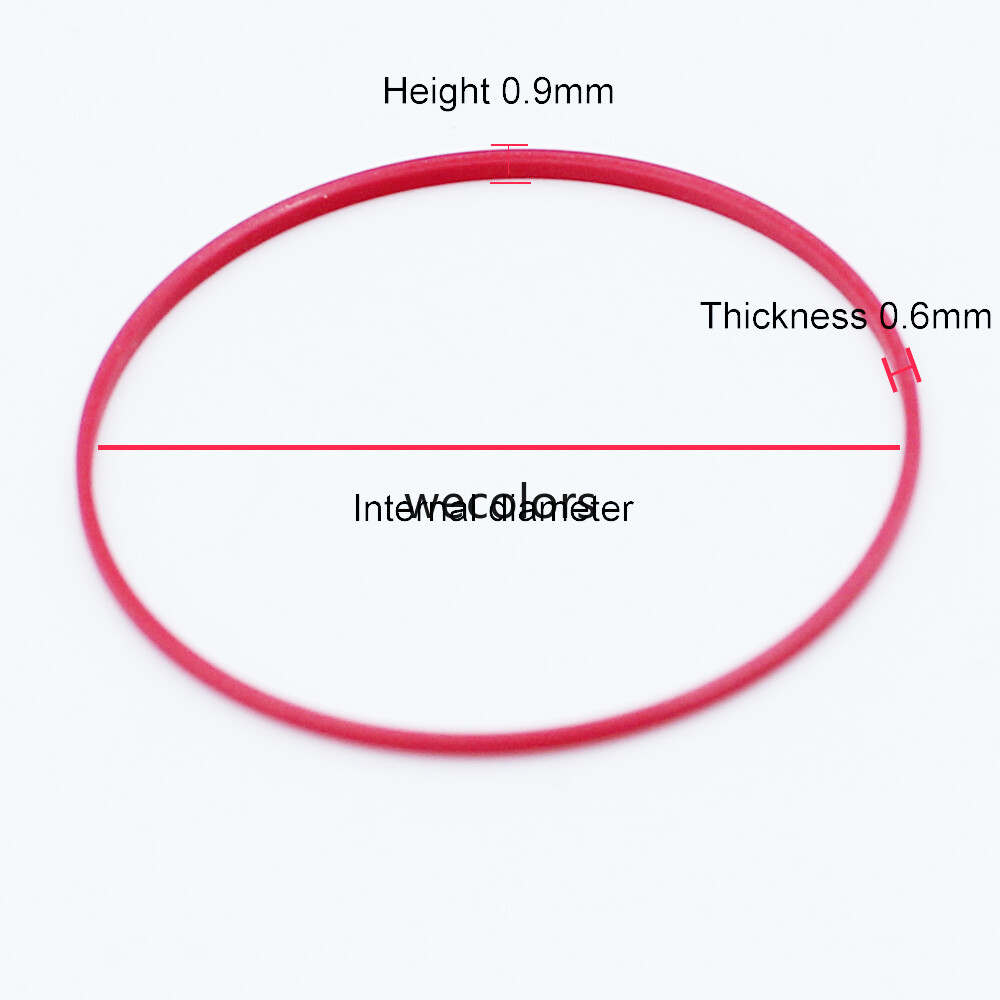 0.9mm Height Red Plastic Waterproof O-ring Seal Gasket Watch Back Case Replace