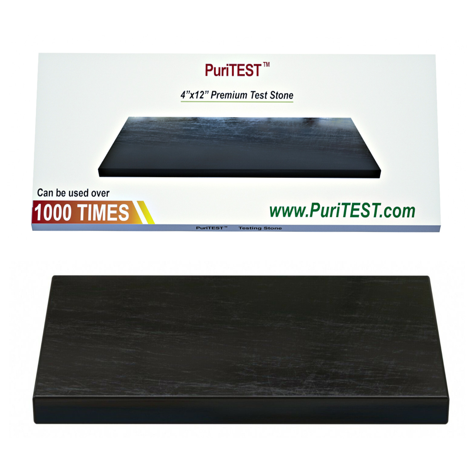 PuriTEST 4×12 Scratch Stone Gold Silver Test Kit 10K 14K 18K 22K 24K Platinum