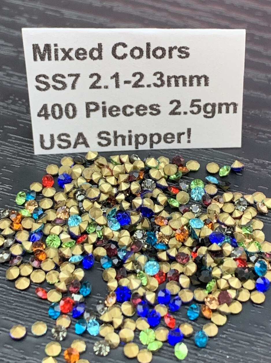 Loose Point Back Rhinestones Lot SS7 2.5 Gms 400 Pcs Mixed Colors Jewelry Repair